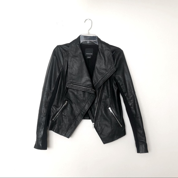 Trouve Jackets & Blazers - Trouvé Black Leather Moto High Low Jacket
